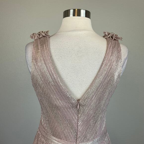 XSCAPE Women's Cocktail Dress Size 8 Pink Metallic Sleeveless Fit and Flare Mini - Picture 6 of 12